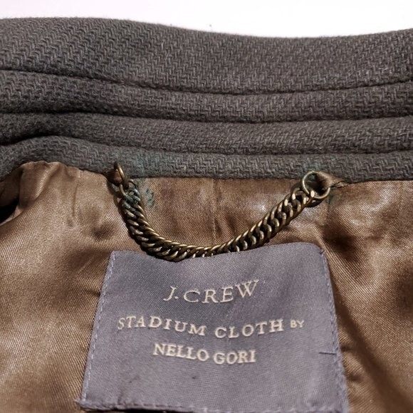 J. Crew Stadium Cloth Nello Gori Olive Green Double Breasted Pea Coat Size 4 - Picture 10 of 14